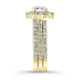 Classic Halo Moissanite Bridal Set With 2 Bands