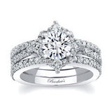 Classic Halo Moissanite Bridal Set With 2 Bands