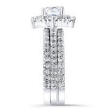 Classic Halo Moissanite Bridal Set With 2 Bands