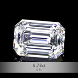 8.74ct Emerald Natural Diamond (Colour D, Clarity FL, GIA Certified)