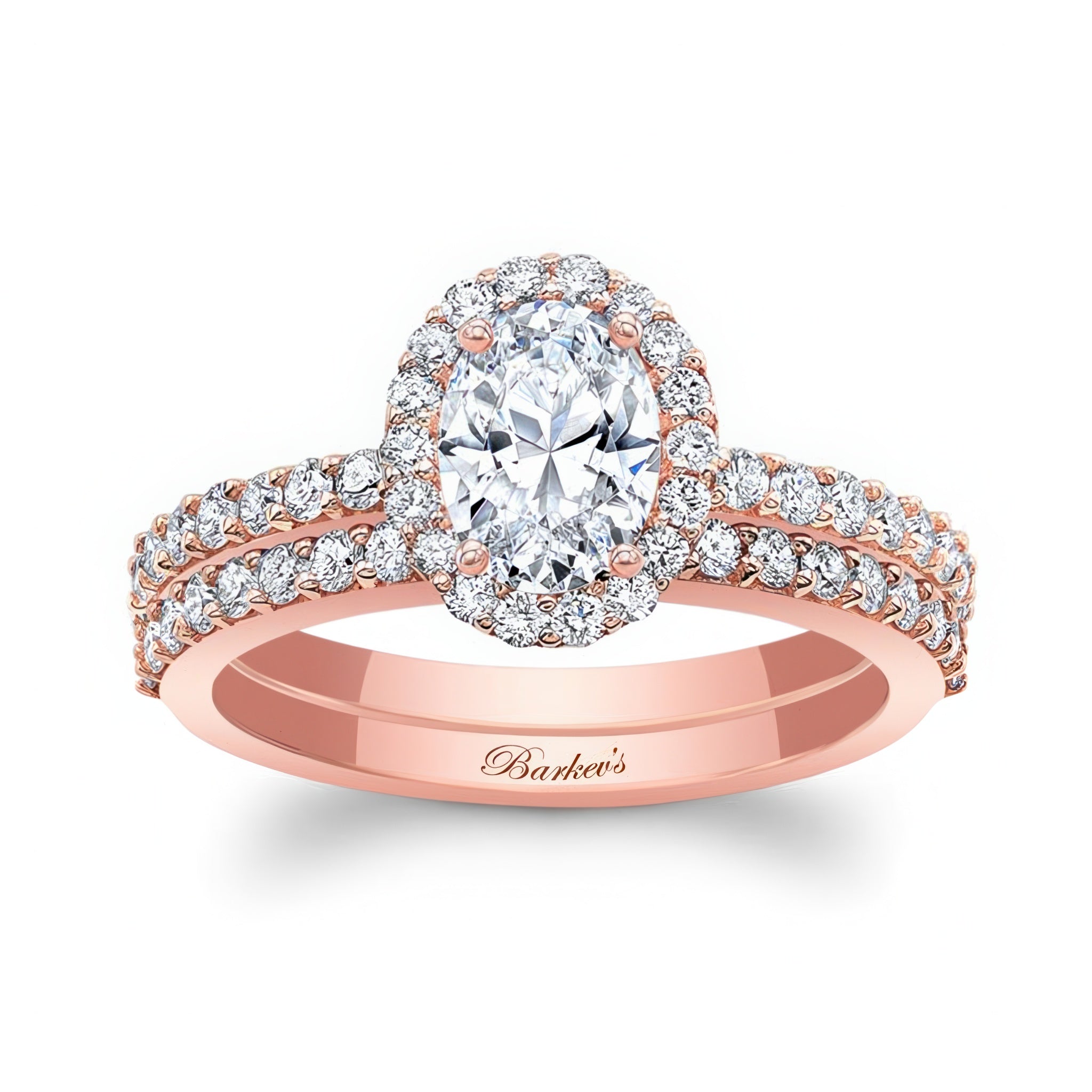 Oval Halo Wedding Set