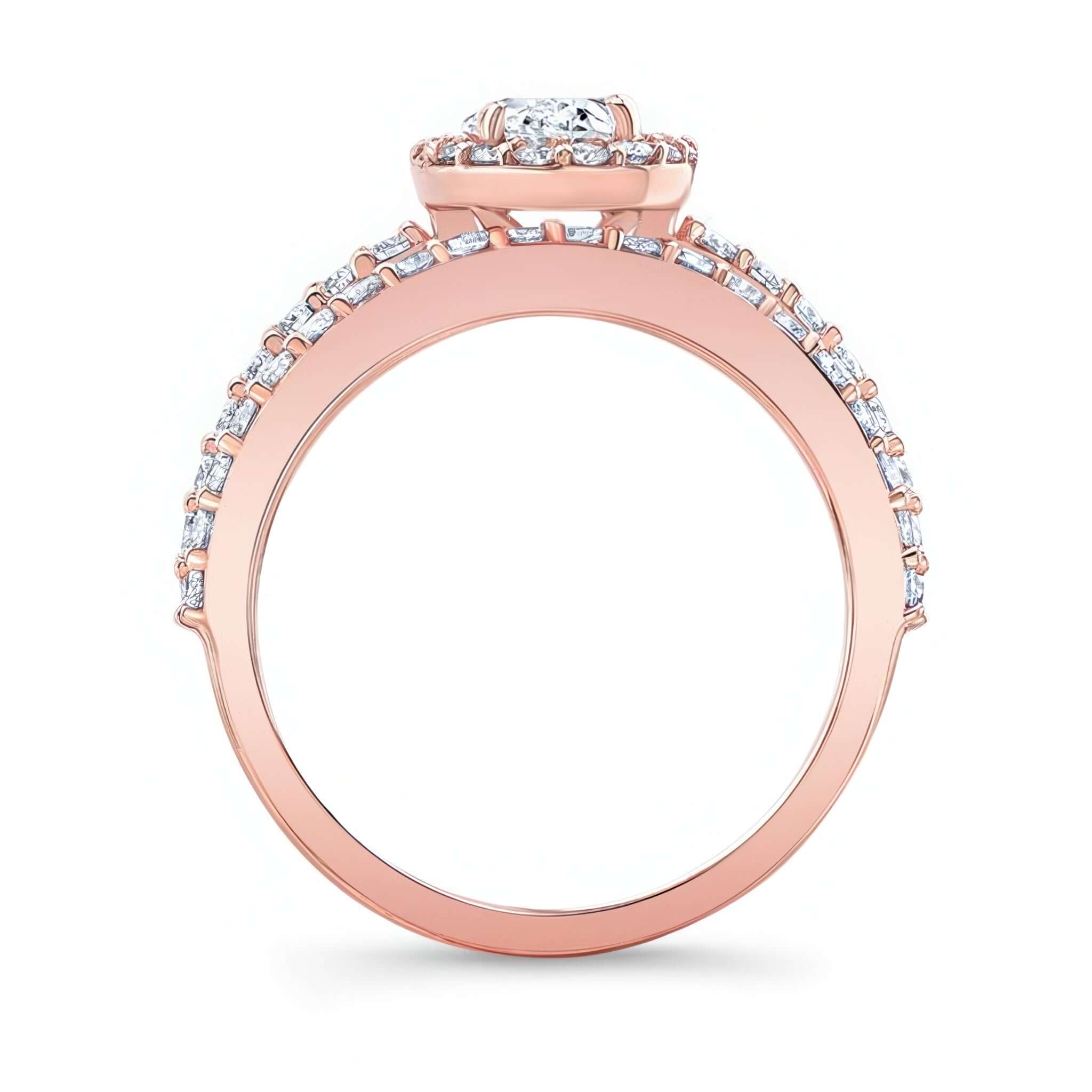 Oval Halo Wedding Set