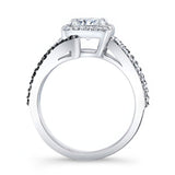 Split Shank Cushion Cut Black Diamond Accent Halo Ring