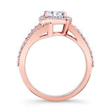 Split Shank Cushion Cut Halo Ring