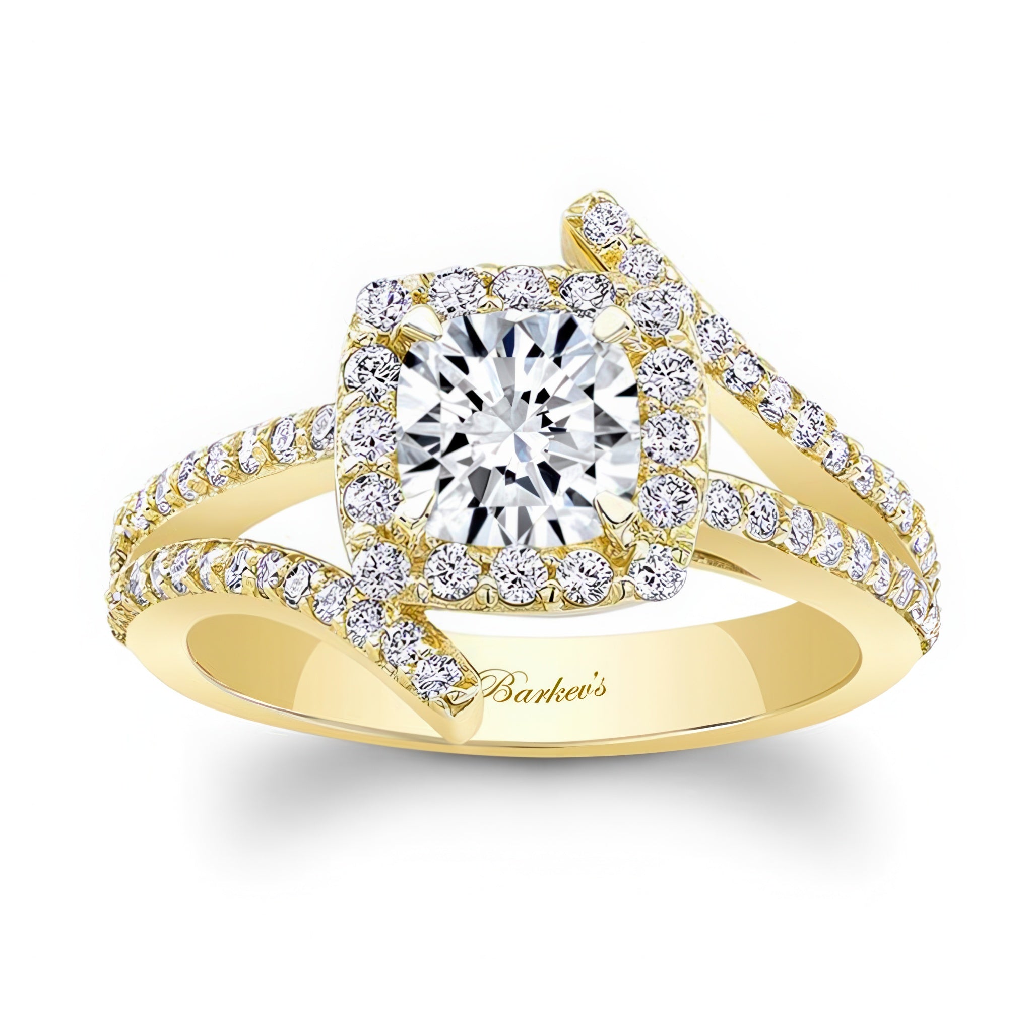 Split Shank Cushion Cut Halo Ring