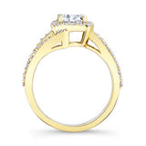 Split Shank Cushion Cut Halo Ring