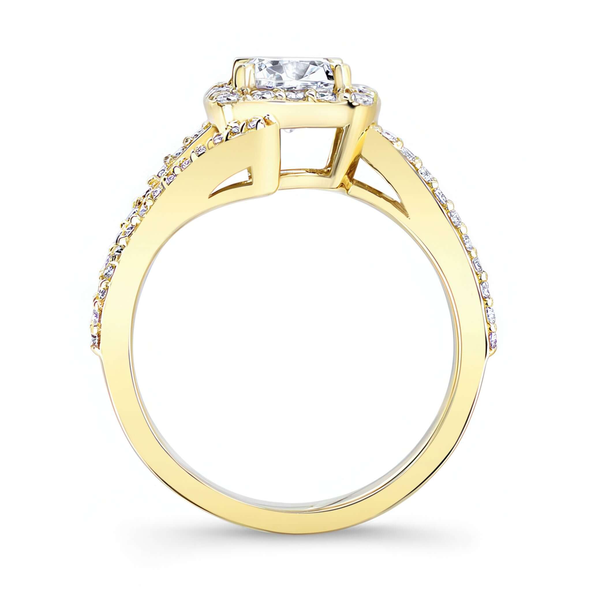 Split Shank Cushion Cut Moissanite Halo Ring