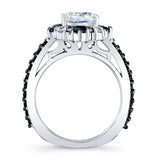 Halo Cushion Cut Black Diamond Accent Ring