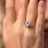 Halo Cushion Cut Blue Sapphire Accent Ring