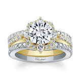 Halo Cushion Cut wedding Ring Set With 2 Bands