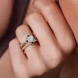 Halo Cushion Cut Blue Sapphire Accent wedding Ring Set With 2 Bands