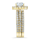 Halo Cushion Cut wedding Ring Set With 2 Bands