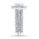 Halo Cushion Cut wedding Ring Set With 2 Bands