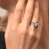 Halo Cushion Cut Blue Sapphire Accent wedding Ring Set