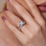 Halo Cushion Cut Blue Sapphire Accent wedding Ring Set