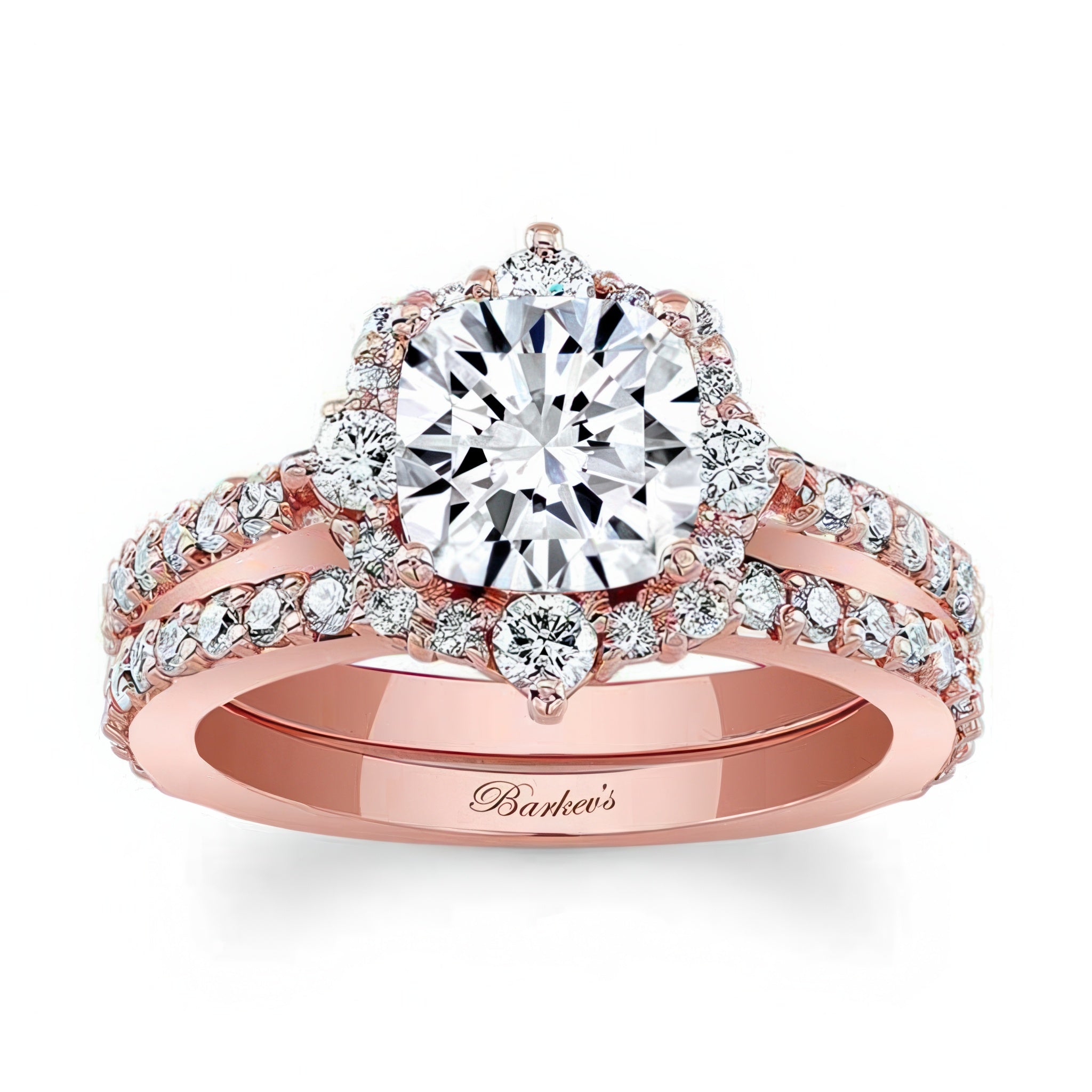 Halo Cushion Cut Wedding Ring Set