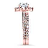 Halo Cushion Cut Wedding Ring Set