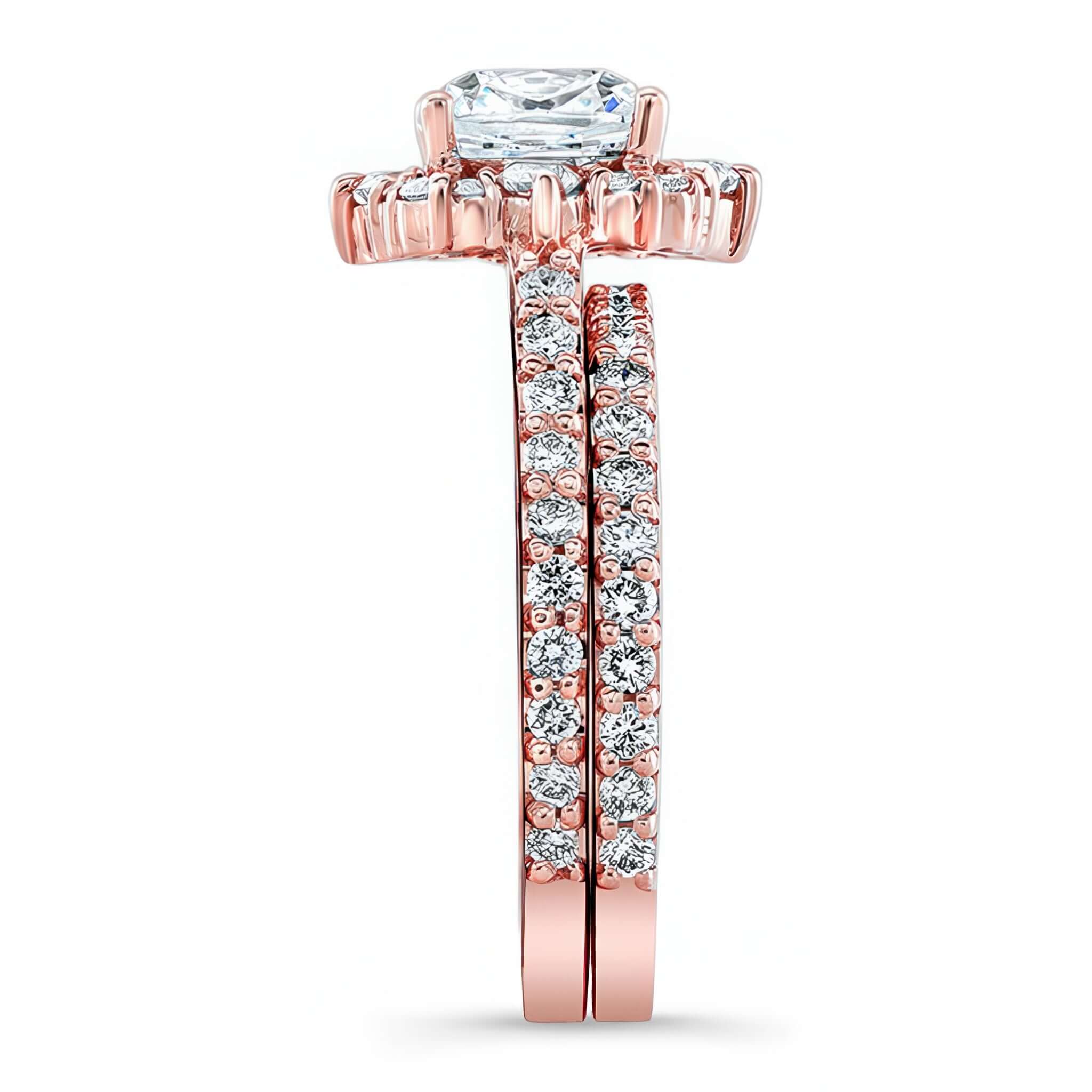 Halo Cushion Cut Wedding Ring Set