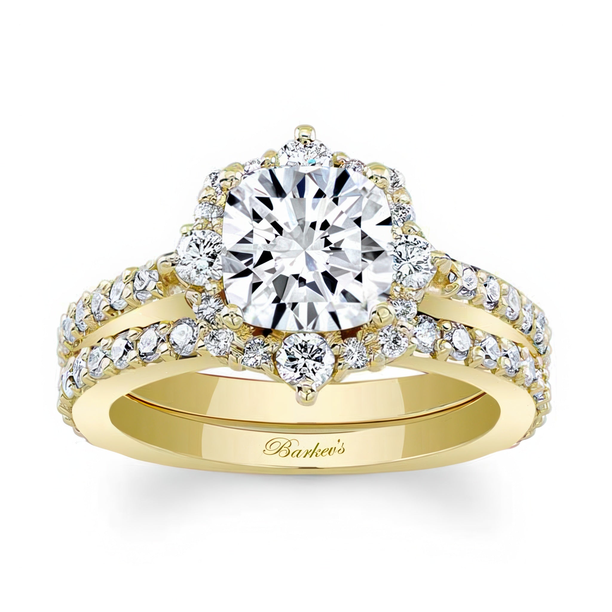 Halo Cushion Cut Wedding Ring Set