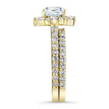 Halo Cushion Cut Wedding Ring Set