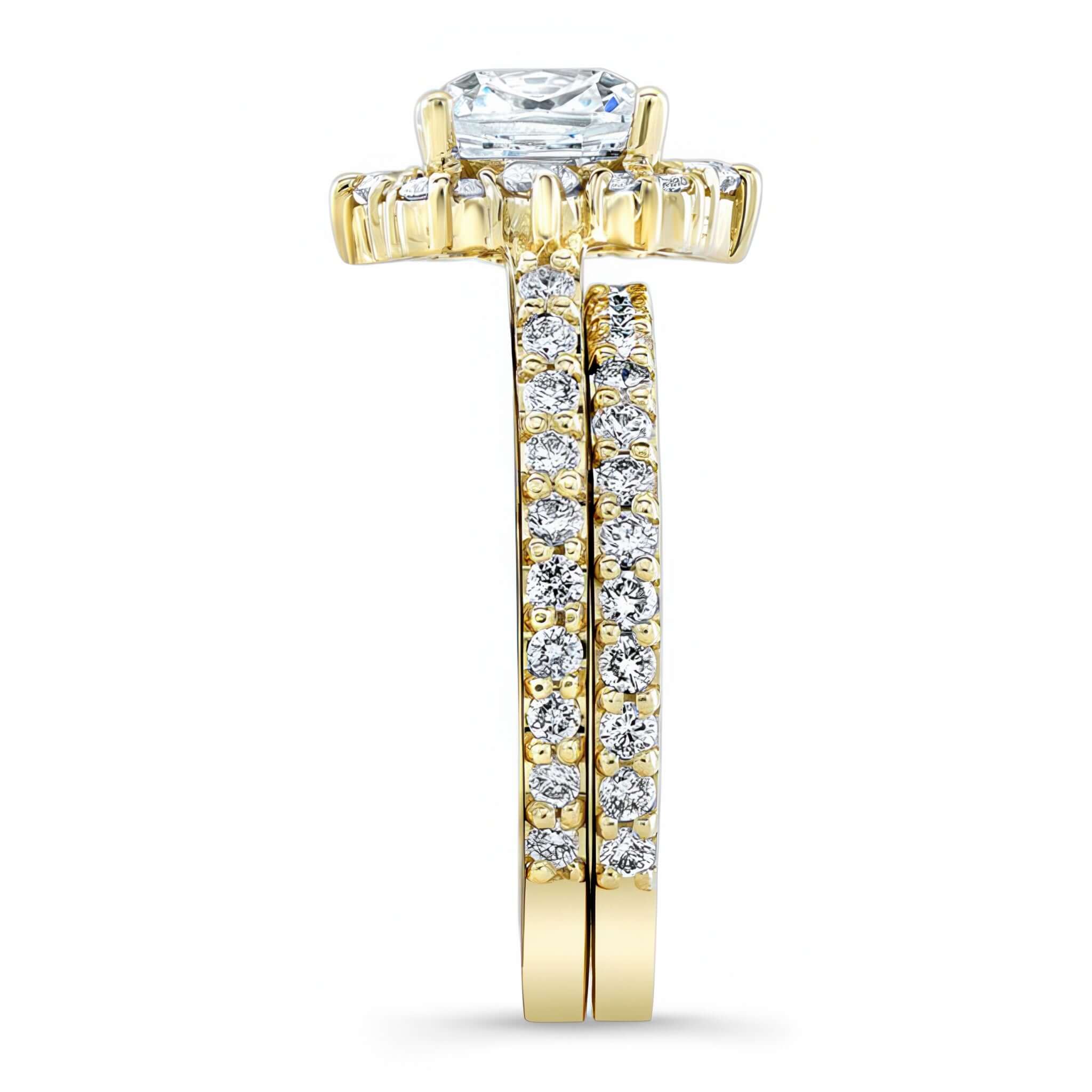 Halo Cushion Cut Moissanite Wedding Ring Set