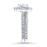 Halo Cushion Cut Wedding Ring Set