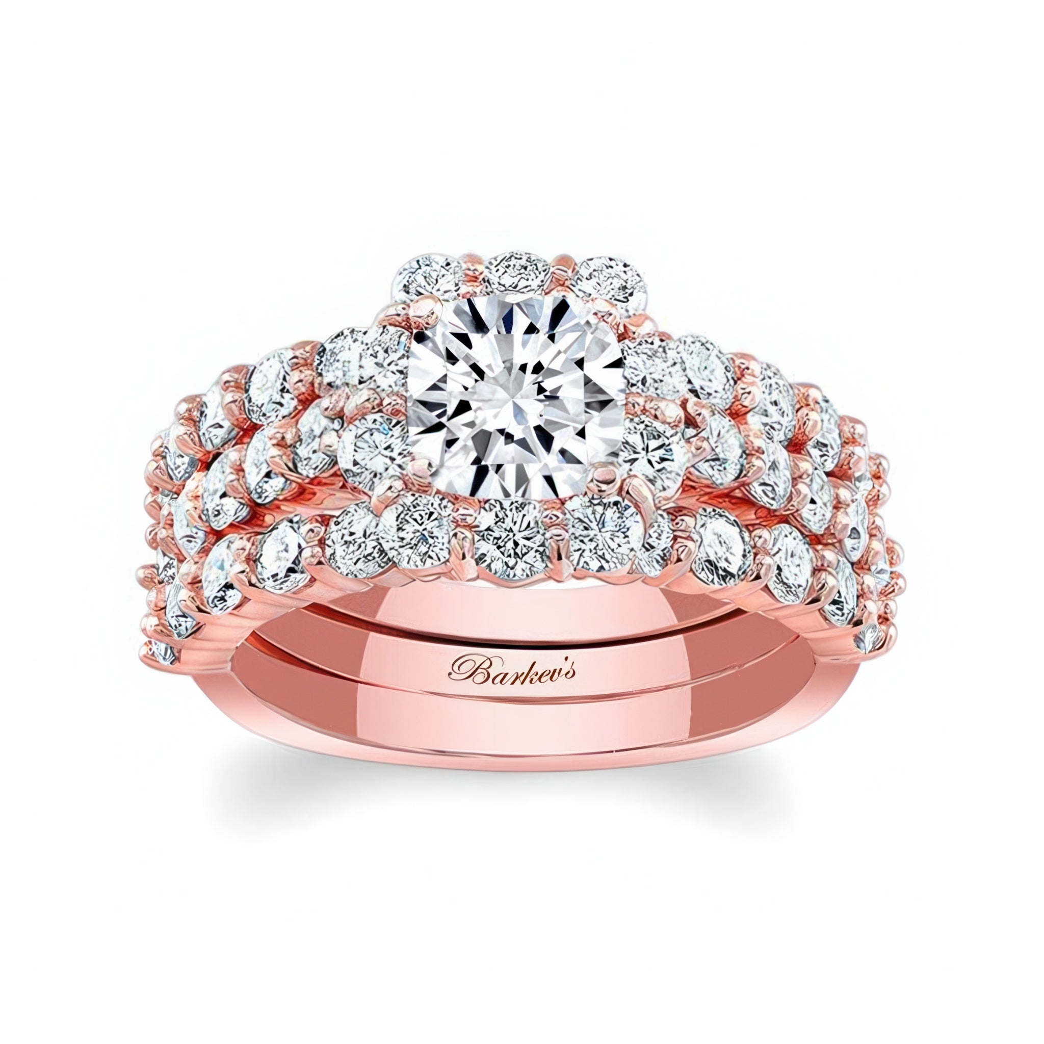 1 Carat Diamond Halo Ring Set With 2 Bands
