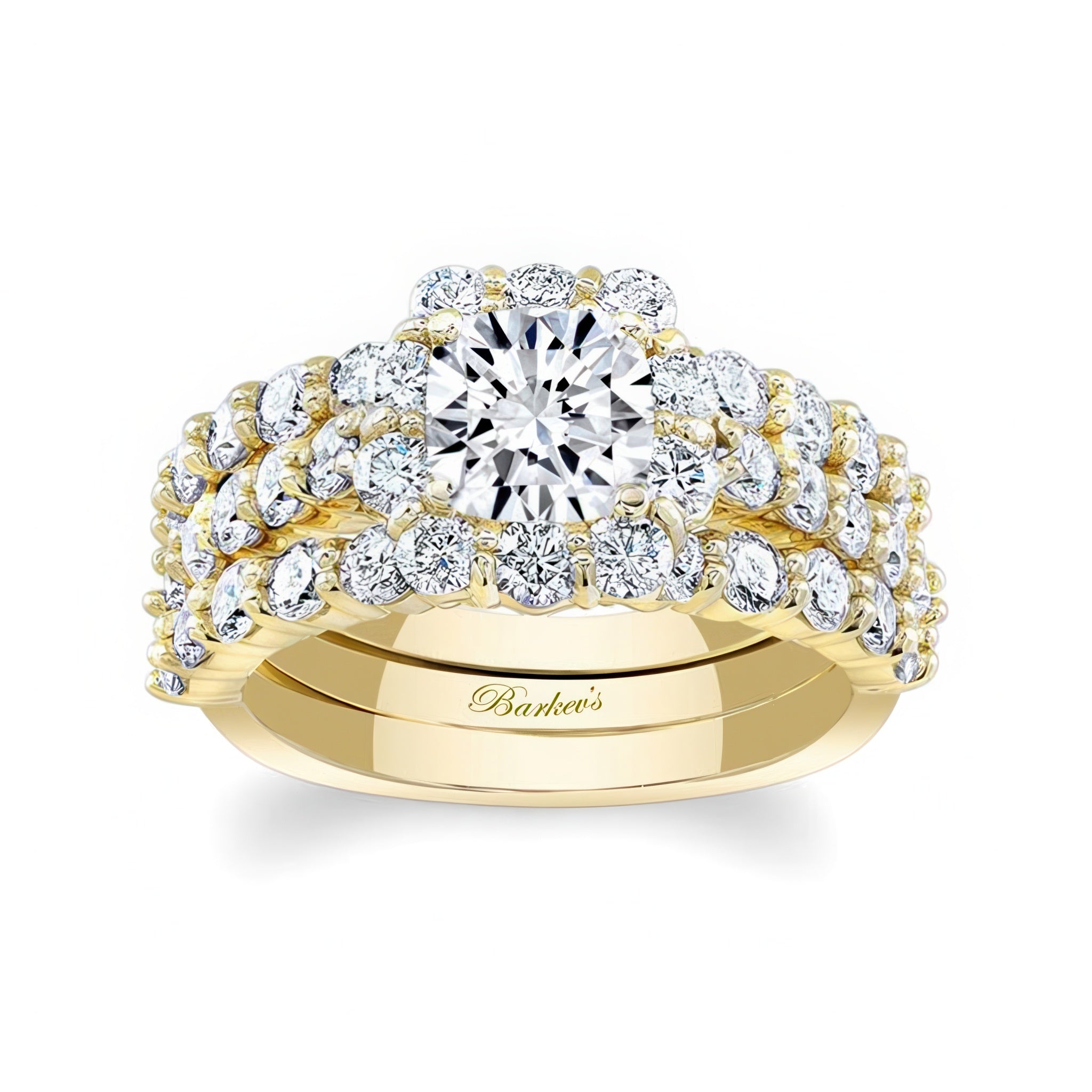 1 Carat Diamond Halo Ring Set With 2 Bands