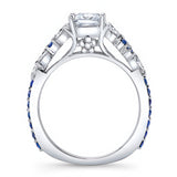Marquise And Princess Cut Blue Sapphire Accent Ring