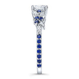 Marquise And Princess Cut Blue Sapphire Accent Ring
