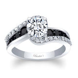 Curved Black Diamond Accent Moissanite Engagement Ring