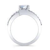 Curved Black Diamond Accent Moissanite Engagement Ring