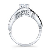 Black Diamond Accent Infinity Twist Moissanite Engagement Ring