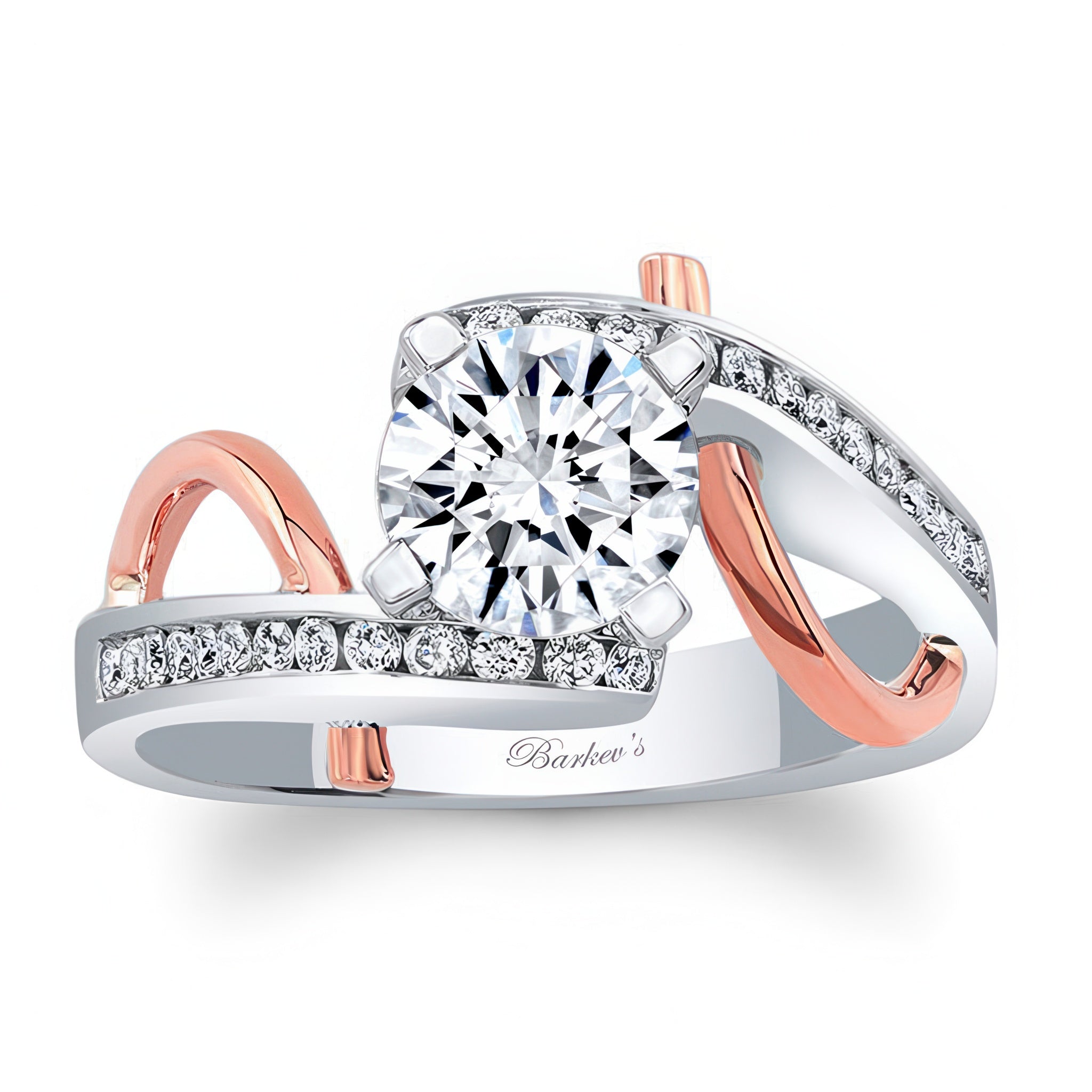 Curved Trim Moissanite Engagement Ring