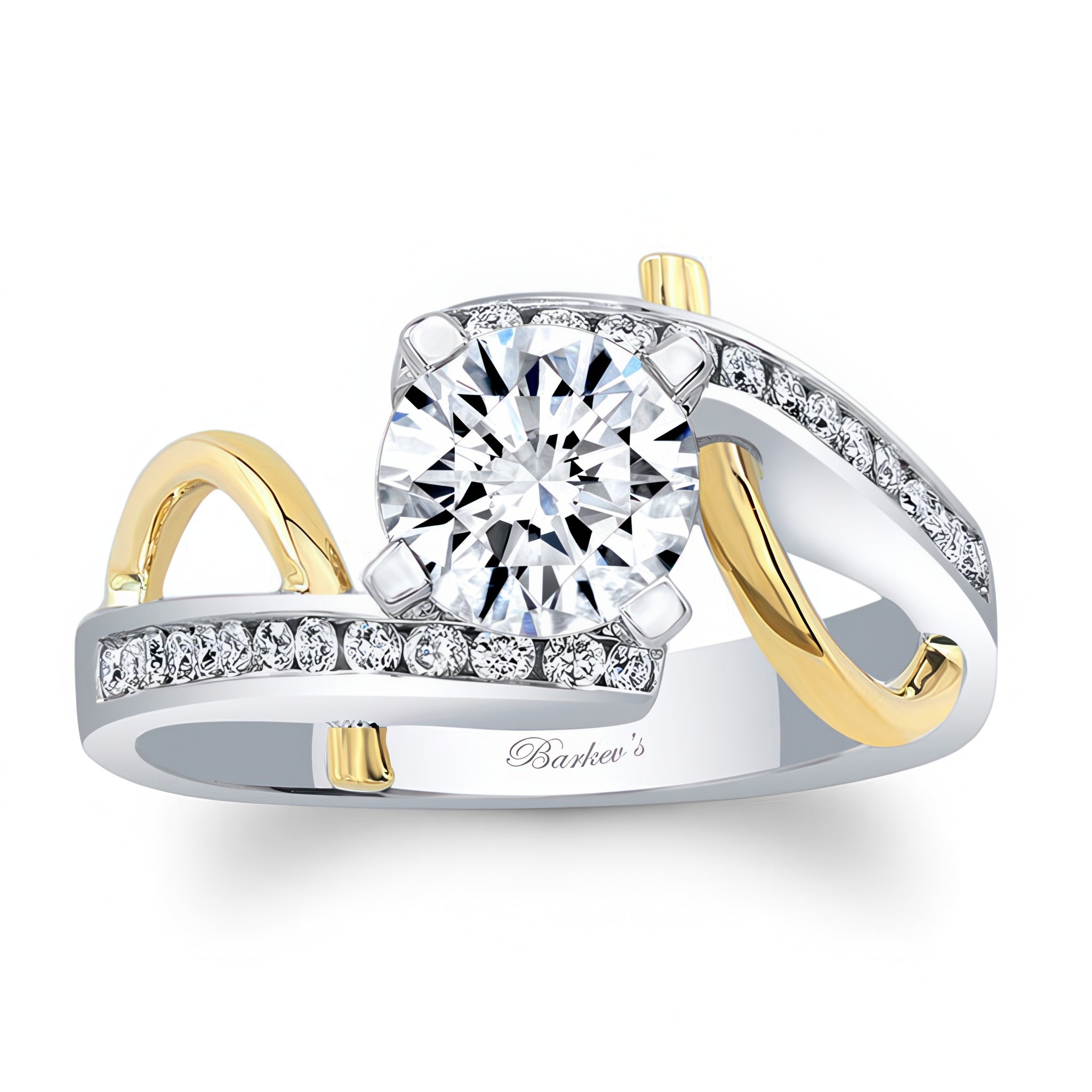 Curved Trim Moissanite Engagement Ring