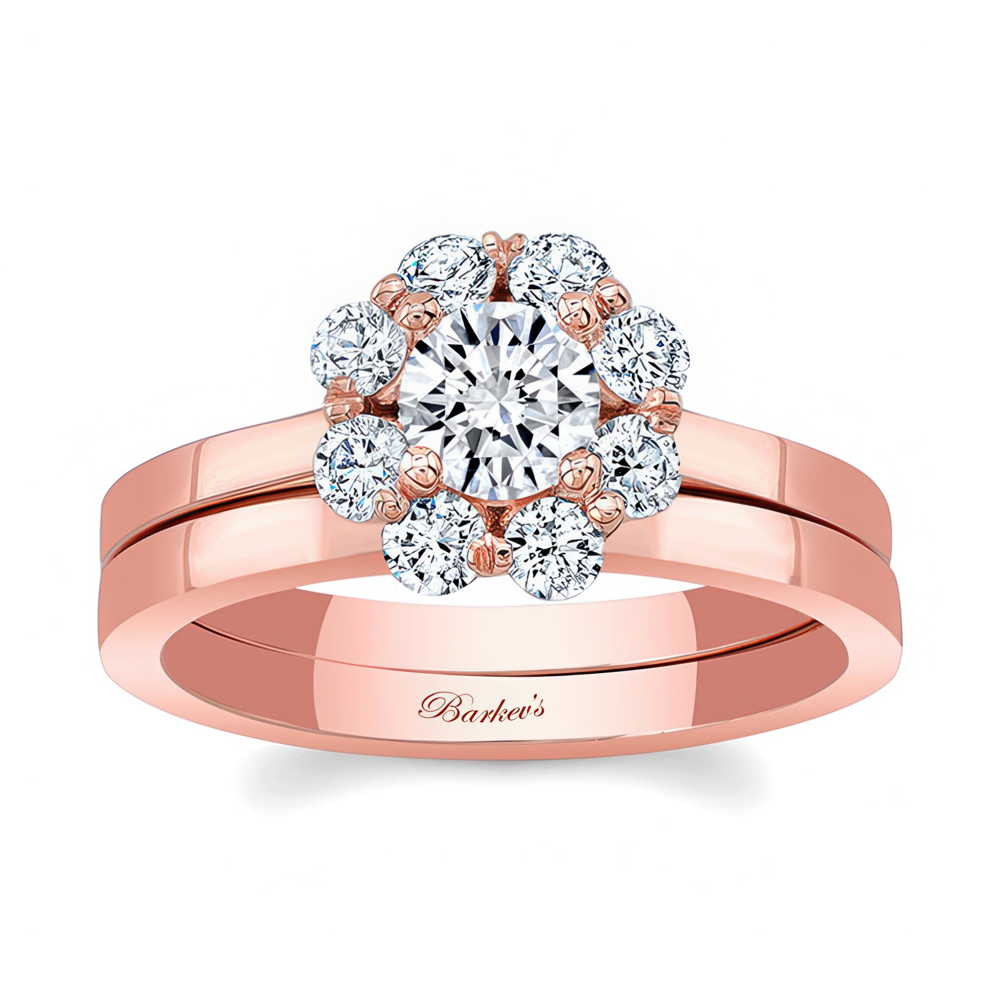Halo Solitaire Wedding Ring Set