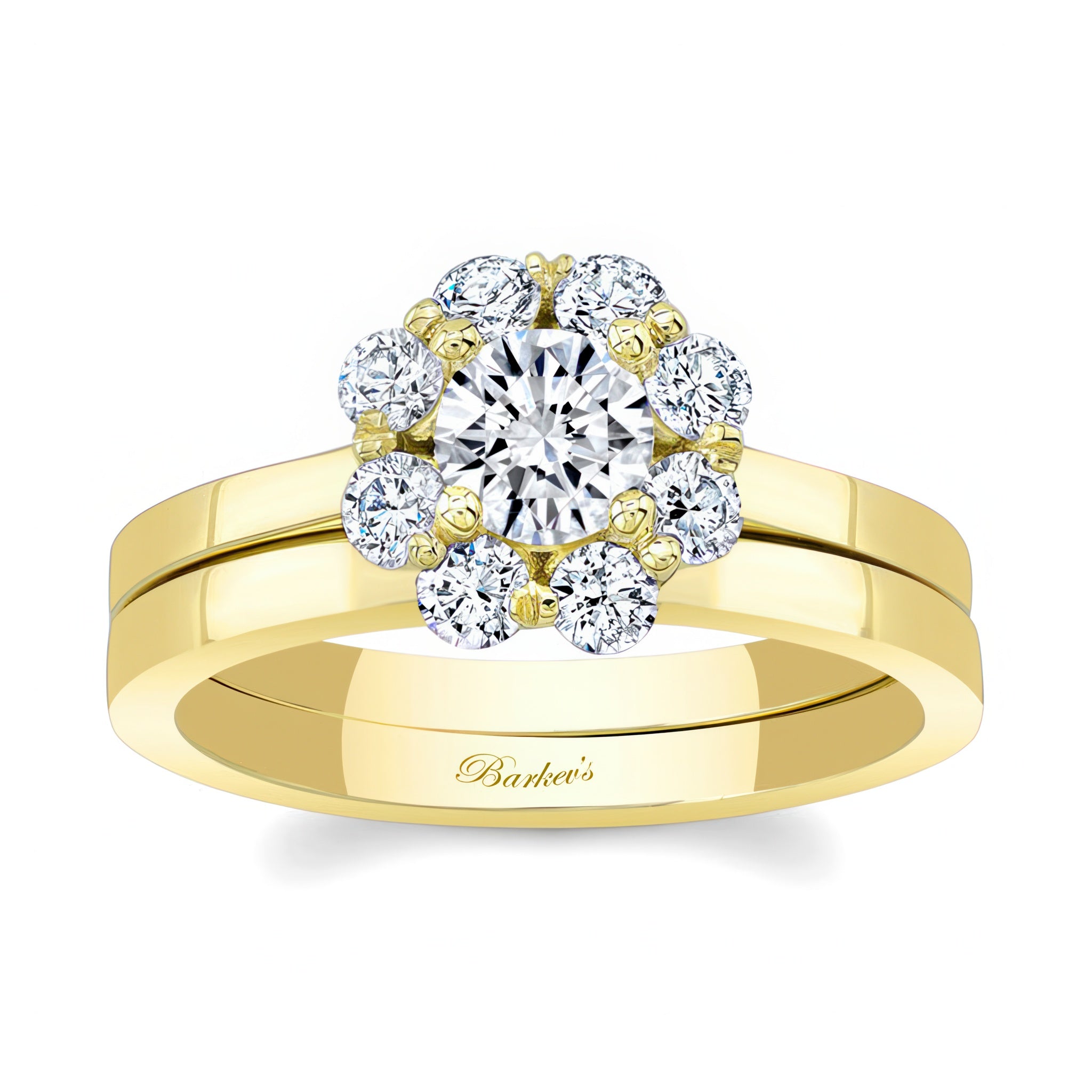 Halo Solitaire Wedding Ring Set