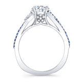 Curved Split Shank Sapphire Accent Ring