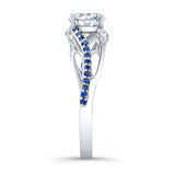Curved Split Shank Sapphire Accent Ring