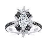 Marquise Black Diamond Accent Engagement Ring