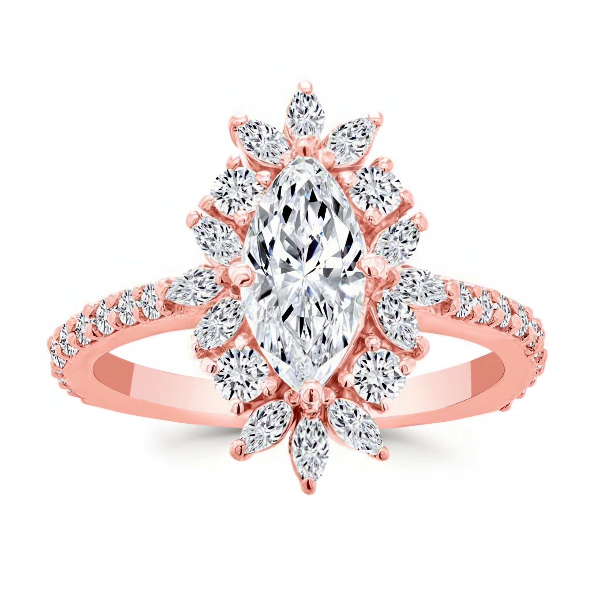 Marquise Lab Diamond Engagement Ring