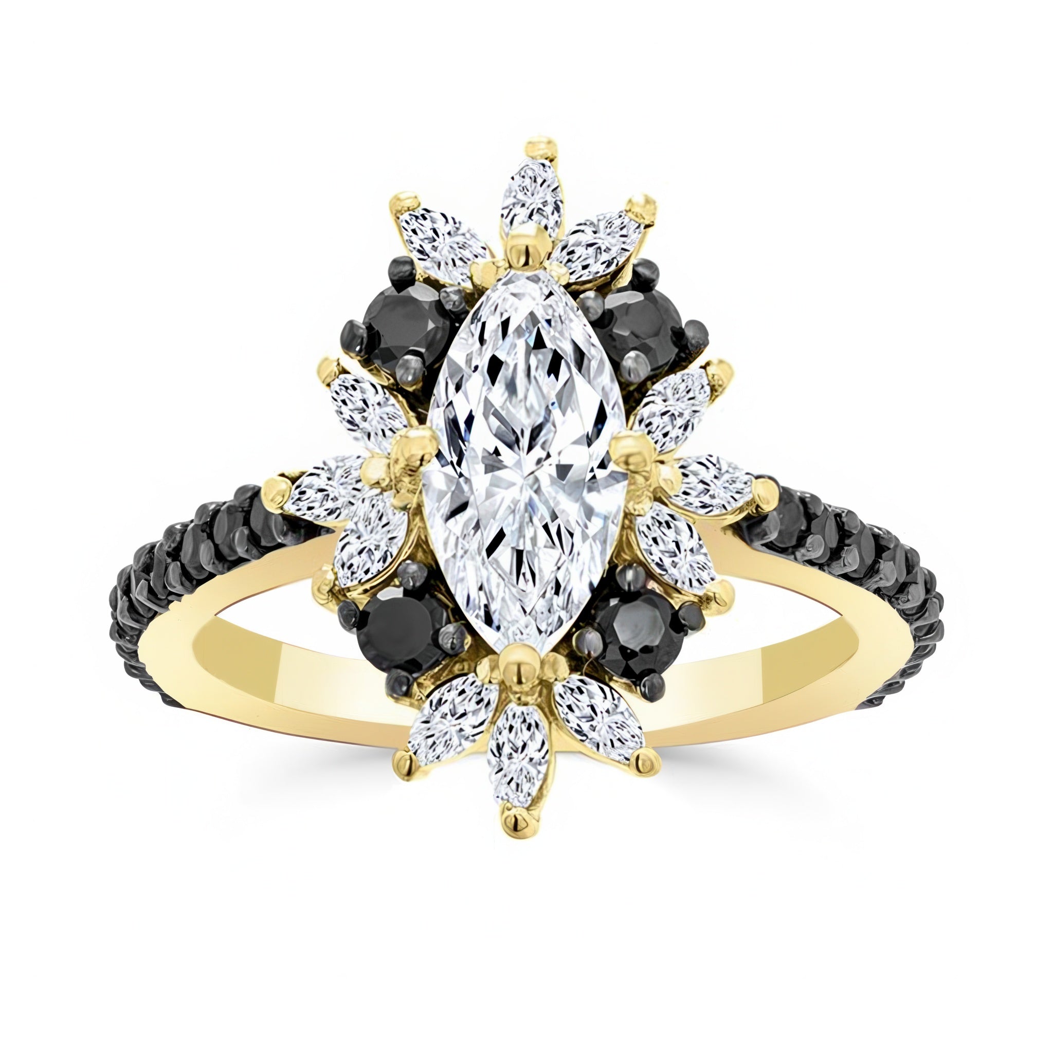 Marquise Black Diamond Accent Engagement Ring