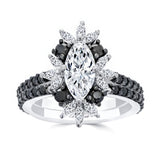 Marquise Moissanite Wedding Set With Black DIamonds