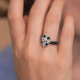 Marquise Moissanite Wedding Set With Black DIamonds