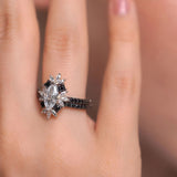 Marquise Moissanite Wedding Set With Black DIamonds