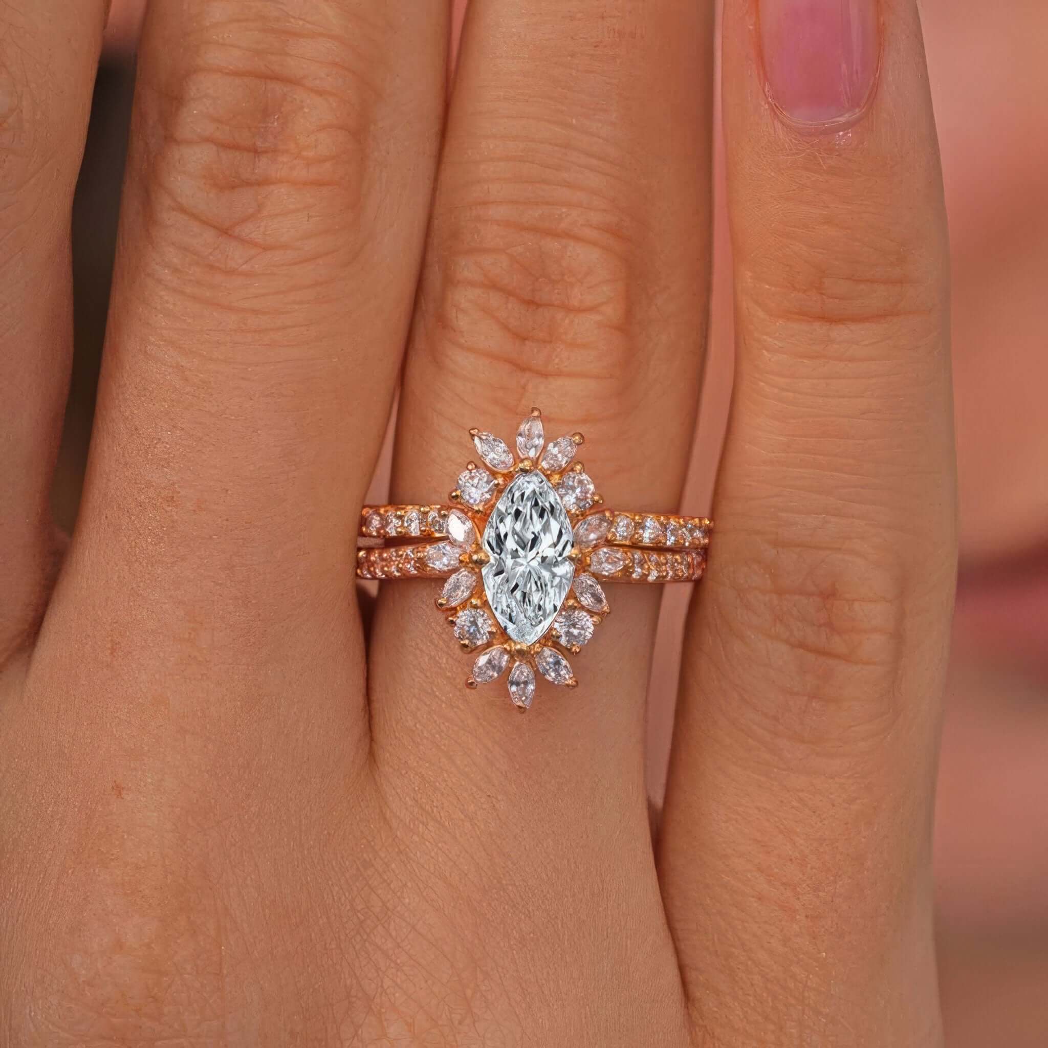 Marquise Diamond Wedding Set