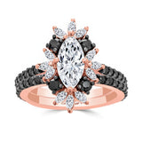 Marquise Moissanite Wedding Set With Black DIamonds