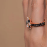 Marquise Moissanite Wedding Set With Black DIamonds