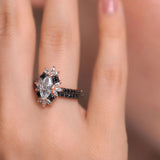 Marquise Moissanite Wedding Set With Black DIamonds