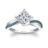 2 Carat Princess Cut Blue Diamond Accent Twist Engagement Ring